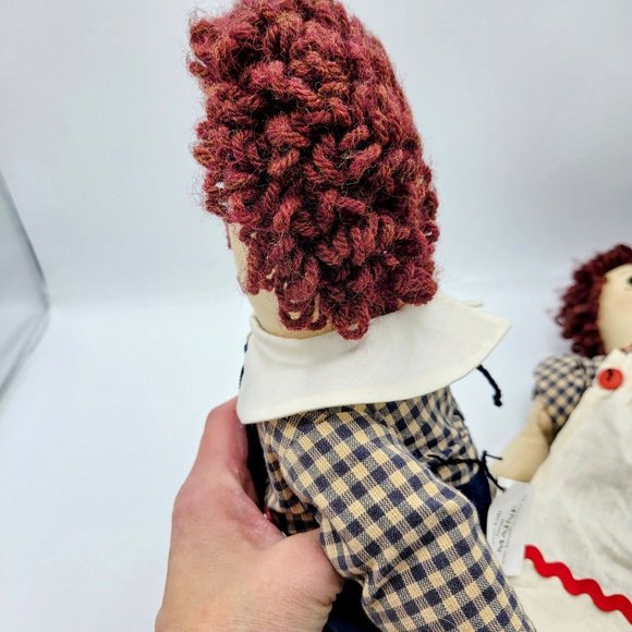 Raggedy Ann And Andy Primitive Folk Ctry Art Handmade 20" Dolls Made Maine OOAK - Picture 5 of 12